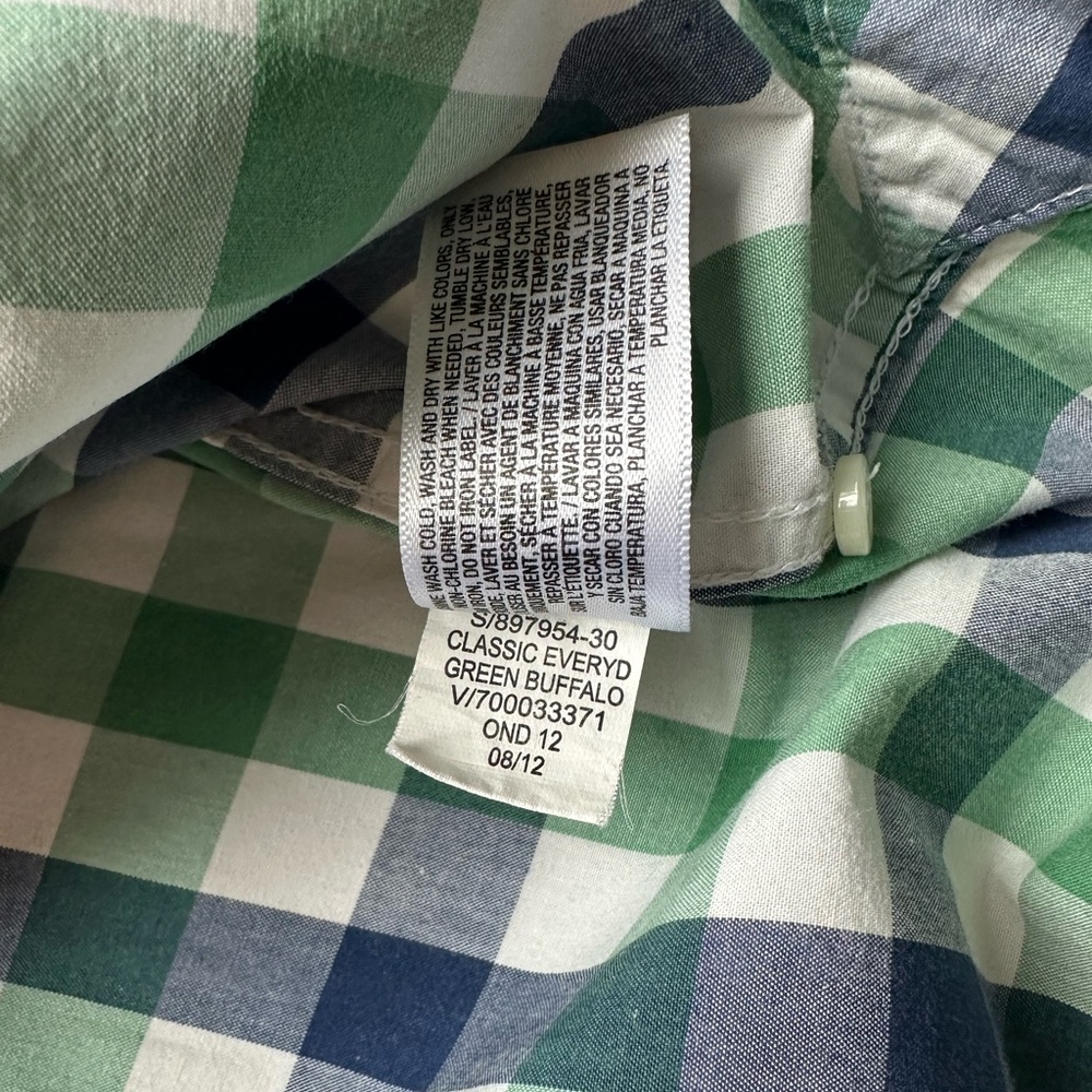 Old Navy Buffalo Plaid Button Up Shirt Men’s XL Green Classic Casual - Picture 4 of 5